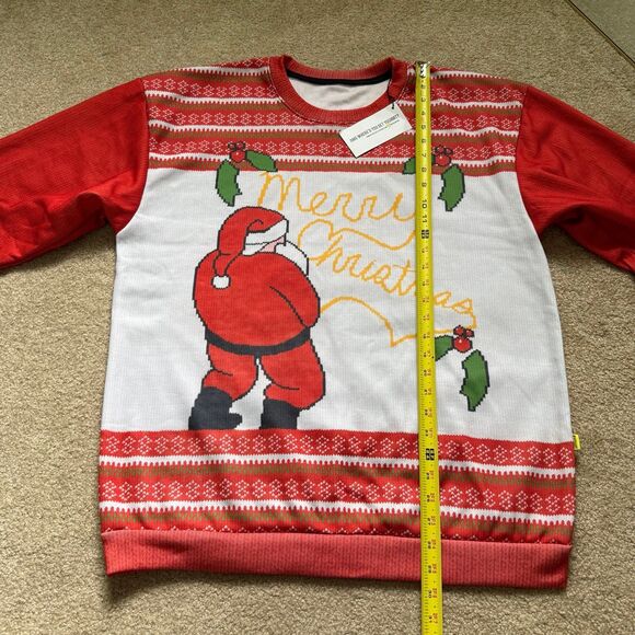 Ugly Christmas Sweater Yellow Snow Merry Christmas Holiday Red Mens Large NEW - Picture 9 of 12